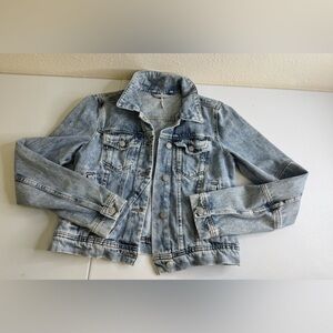 Free People Blue Jean Denim Trucker Jacketet Coat Size Small
